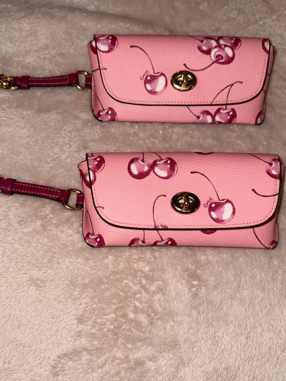 Pink Cherry Print Wristlet Wallet - Women Bags